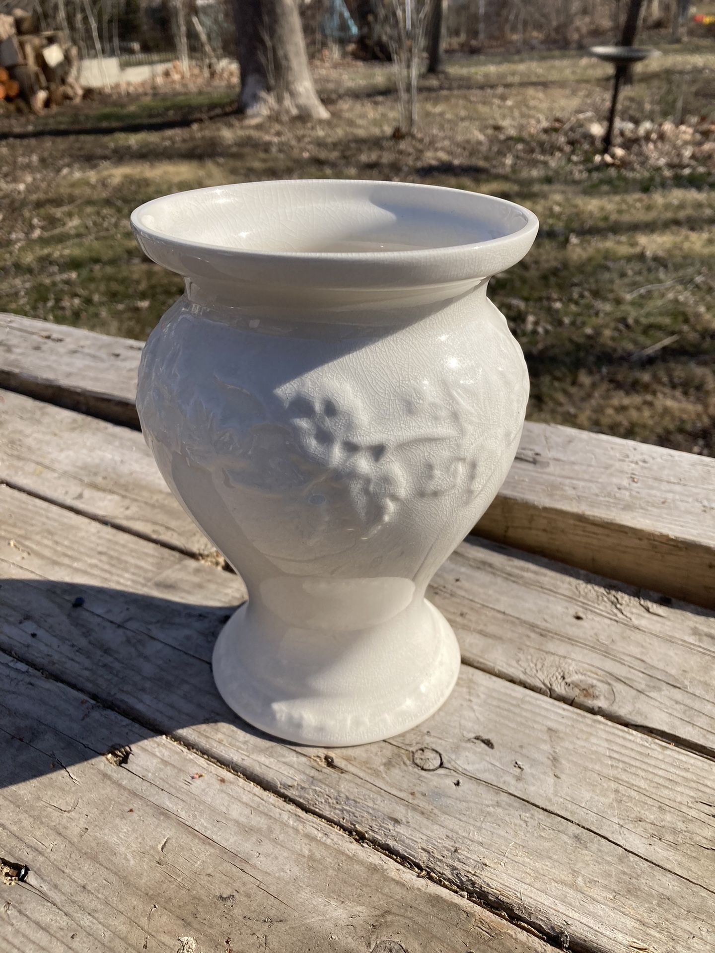 White Ceramic Urn Planter Pot