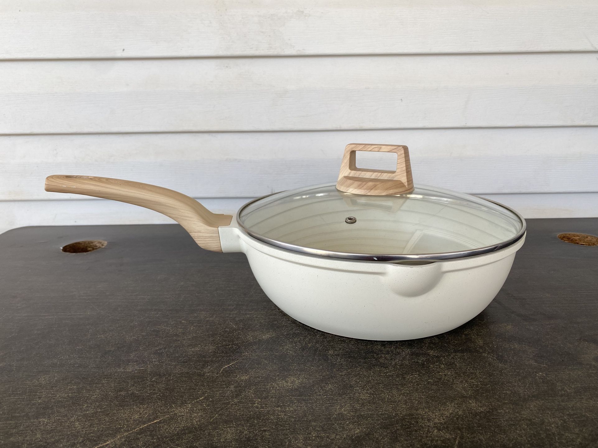 CAROTE 4.5 Quart Deep Frying Pan Nonstick Saute Pan With Lid Deep Skillet Pan 11