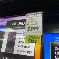 65" LG 4K Smart TV 2160P SKU5356