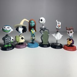 Nightmare Before Christmas Halloween Action Figures Spring Head Toys 6 Piece Set (New)