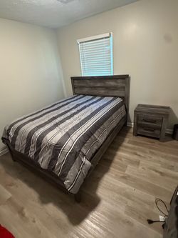 Queen size bed and night stand