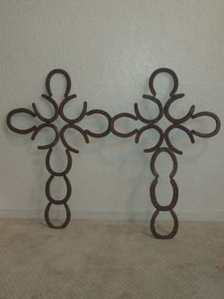 Hand made horseshoe crosses