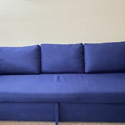 Ikea Deep Blue Sleeper Sofa with Storage