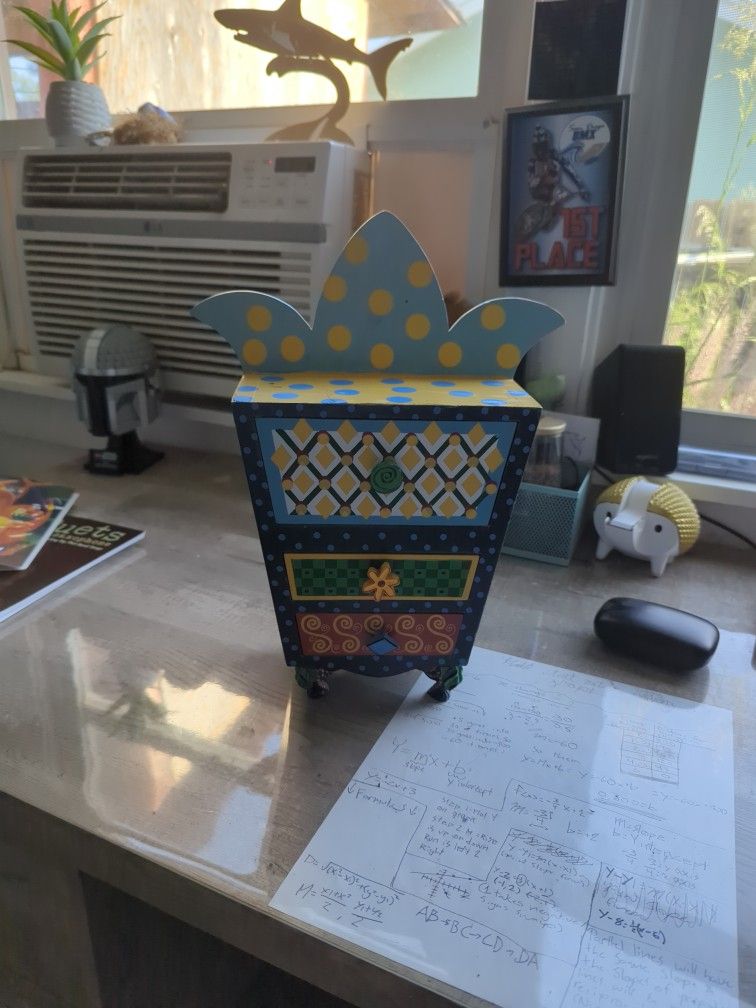 Vintage Cute Artsy Jewelry Box Or Desk Organizer