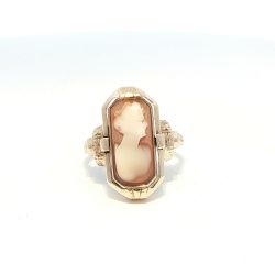 Ladies Cameo / Turquoise Reversible 10k Yellow Gold Ring Size 6 11055336