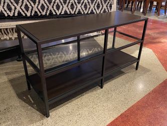 Short Black Metal & Glass TV Table