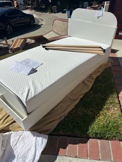 White Twin Bed Frame with Mattress