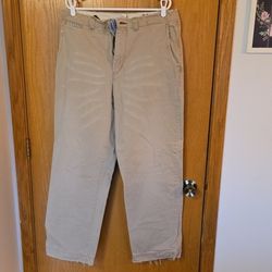 American Eagle Men's Khaki Distressed Loose Leg Pant 34x34