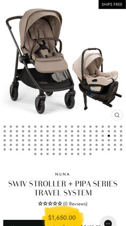Nuna pipa aire carseat with base and Swiv stroller travel set