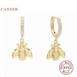 925 Sterling Silver Small Bee Earrings 