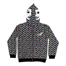 Uede x Assali All Over Print Glow In The Drak Full Zip Hoodie