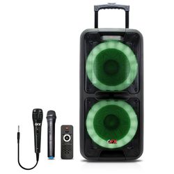 QFX DUAL 12 “, Bluetooth, Rechargeable Speaker with LED Party Lights and two Microphones 🎶🎶
