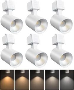 6 Pack LED Track Lighting Heads, Dimmable H Type LED Track Lights with 5 Selectable Color Temp