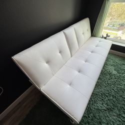 Folding faux leather futon couch sofa bed