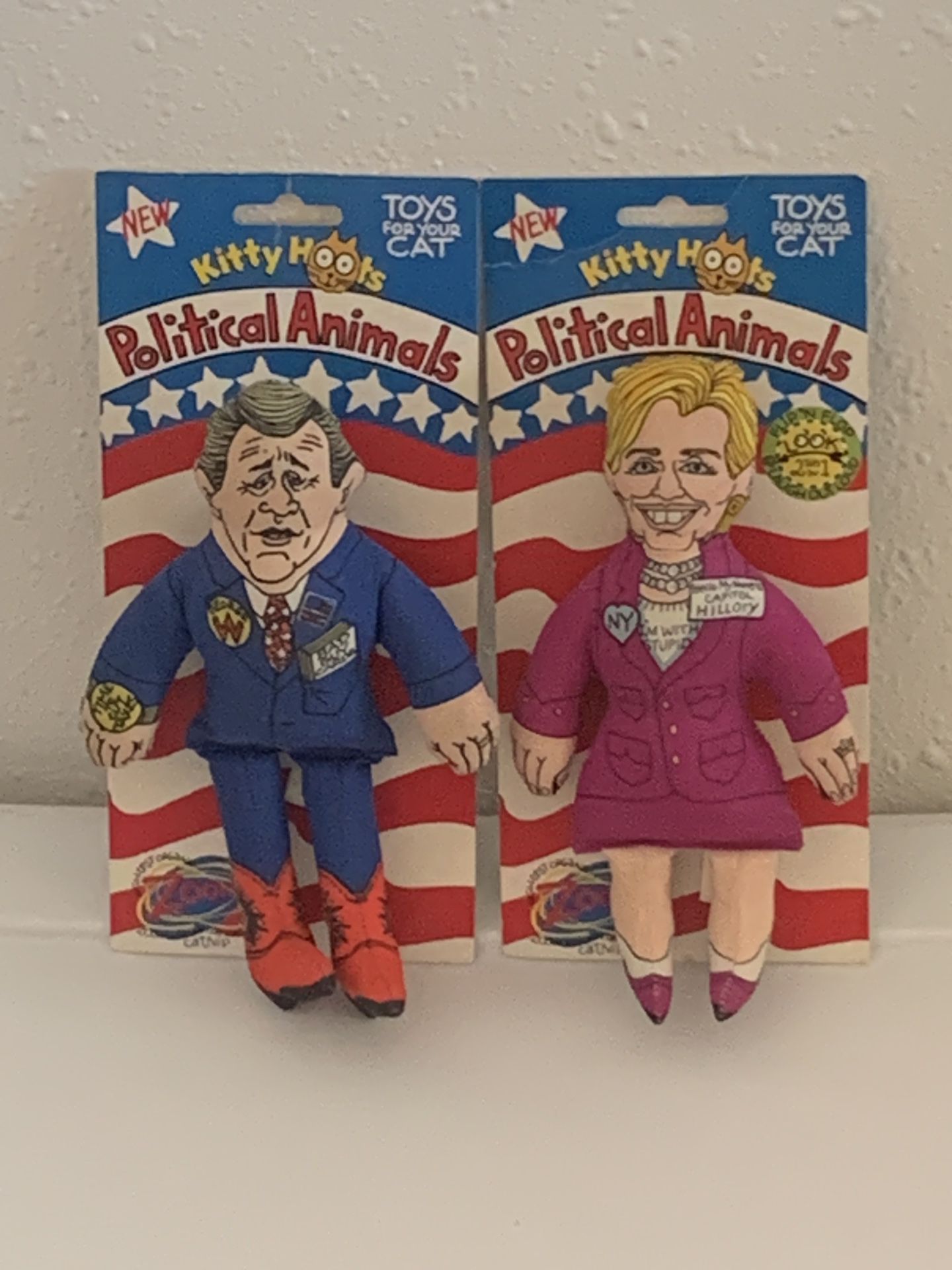 Kitty Hoots George W Bush & Hillary Clinton Political Animals Cat Toys!
