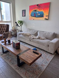 88.58" Modern Sofas Couches for Living Room, Chenille Sofas & couches with Square Armrest, Removable Low-Back Sofa Cushion and Detachable Sofa Cover/E