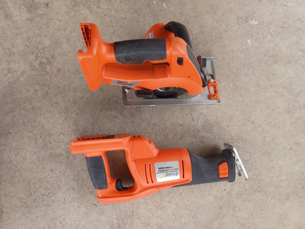Black & Decker Firestorm FS1800RS 18v Cordless Reciprocating Saw + Black Decker CS180 18V Firestorm Cordless Circular Saw