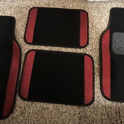 Red Bling And Black Car Mats