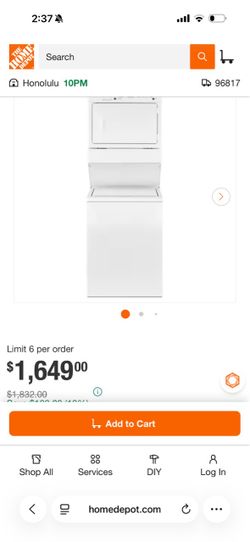 White Stacked Washer and Dryer Unit