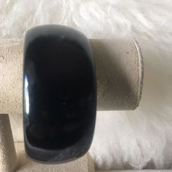 Vintage 1980’s Chunky Black Lucite Wide Bangle Bracelet 