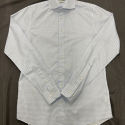 Suitsupply Traveller Dress Shirt Spread Collar Mini Window Pane Size 16 1/2 L