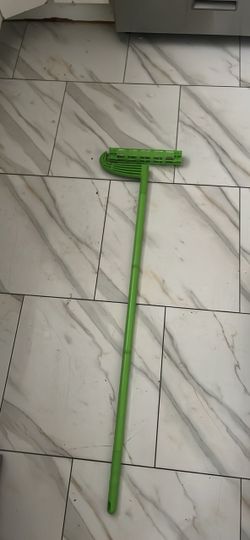 Green Plastic Rake with Long Handle
