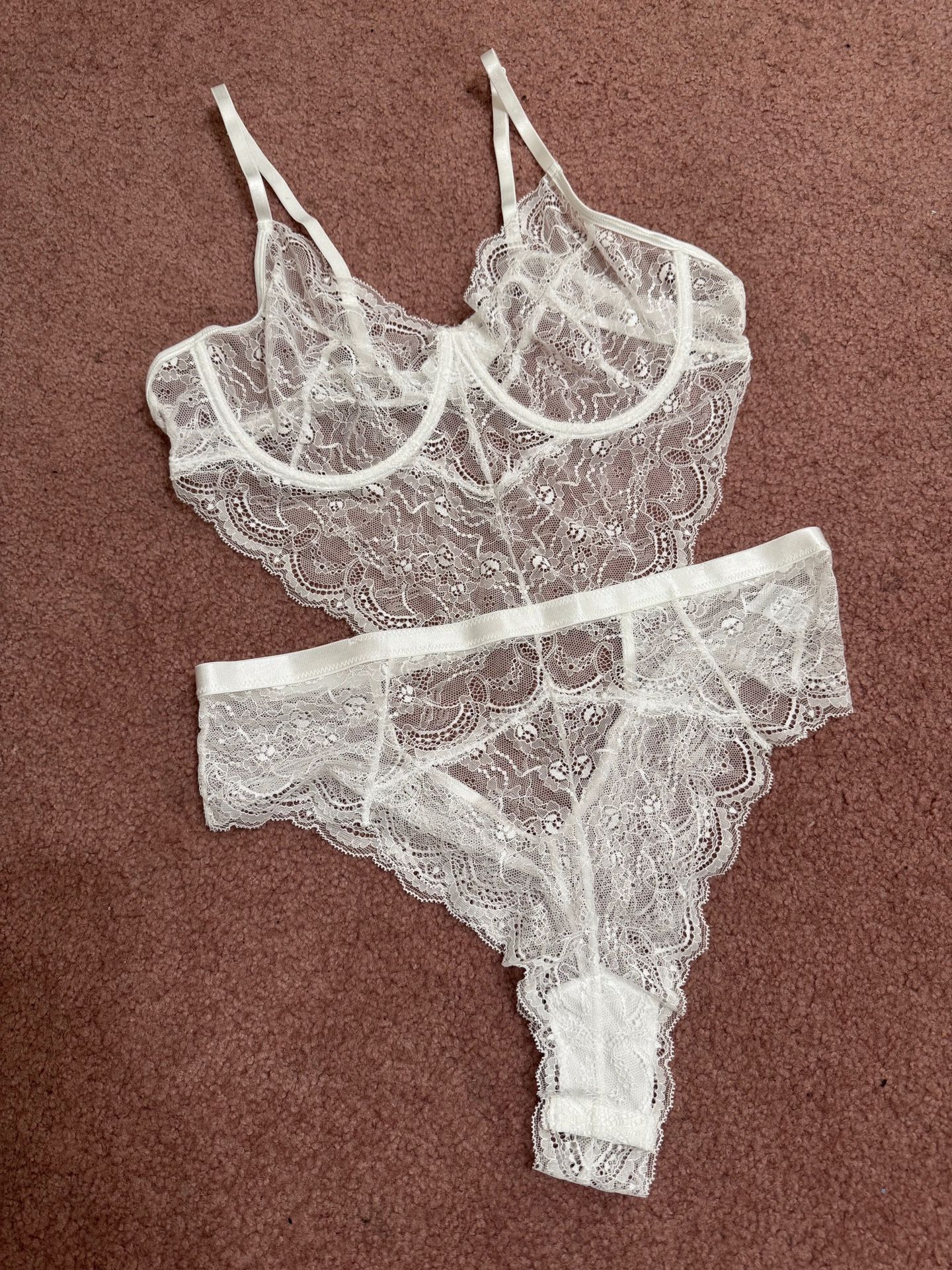 New Xxl White Lace Bodysuit Lingerie