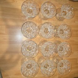 12 Beautiful Vintage Handcut Dainty Wine Champagne Cordial Glasses