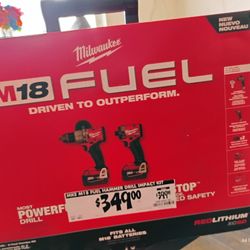Milwaukee M18 Fuel Impact And Drill Combo Kit .Come With Battery's And Charger 