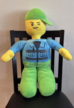 Lego Man Worker Plush Doll Green Blue Shirt Stuffed Animal Caravan Soft Toys