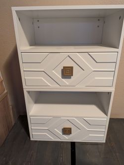 White Floating Nightstands Storage Cabinet with Two Drawers
