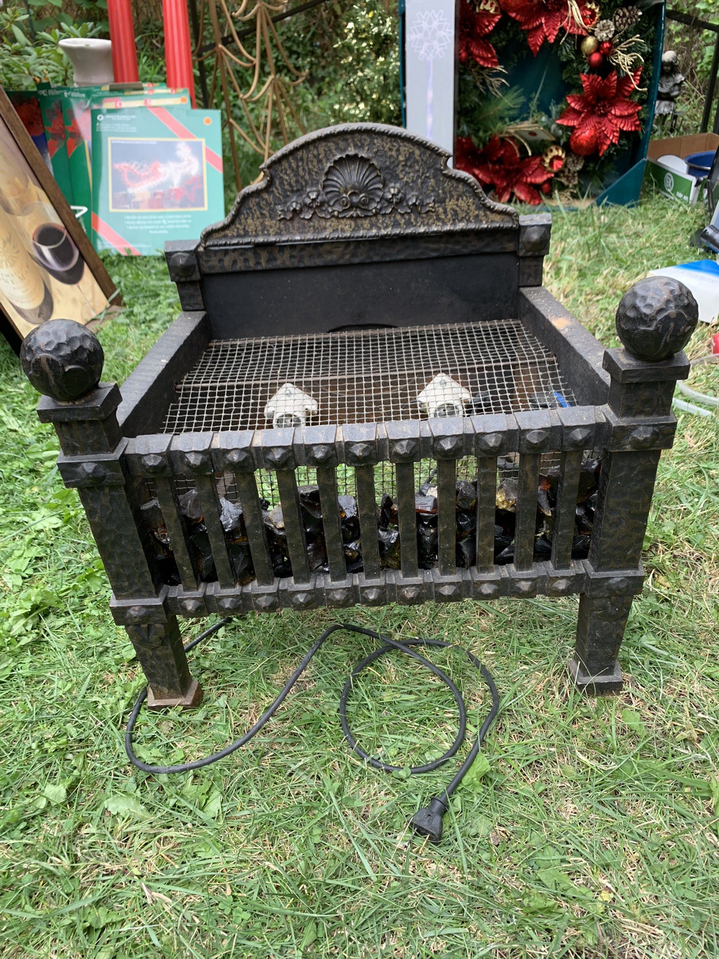Antique Cast iron Electrical lite up Fireplace -Heavy