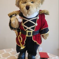 Vtg Tin Soldier Bear Plush Christmas Decoration Creative Designs Ltd. 19” 