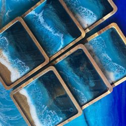 8x8 Ocean Resin Tray 