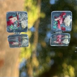 REAL rose pedal and baby’s breathe earrings 