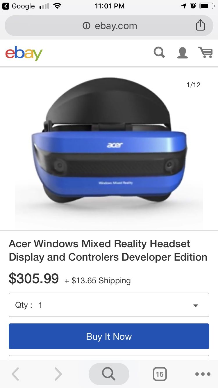 VR headset: Acer windows mixed reality headset