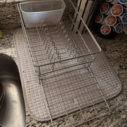 Dish Drying Rack with Mat & Utensil Holder