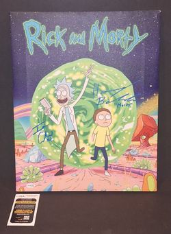 🔥Ian Cardoni Harry Belden Signed Autographed 16x20 Rick and Morty Canvas JSA COA🔥