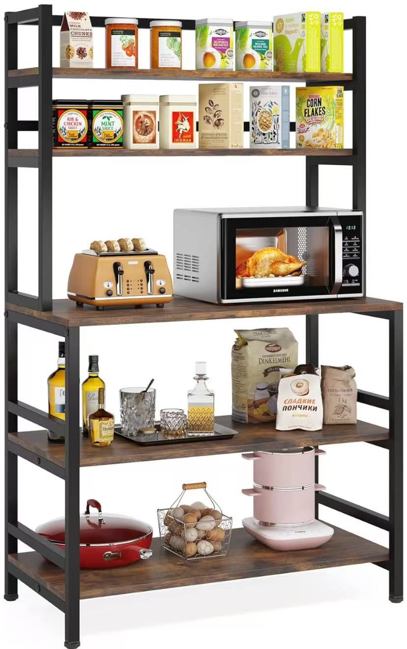 with Hutch, Microwave Oven Stand, Kitchen Utility Cart, Storage Shelf Organizer