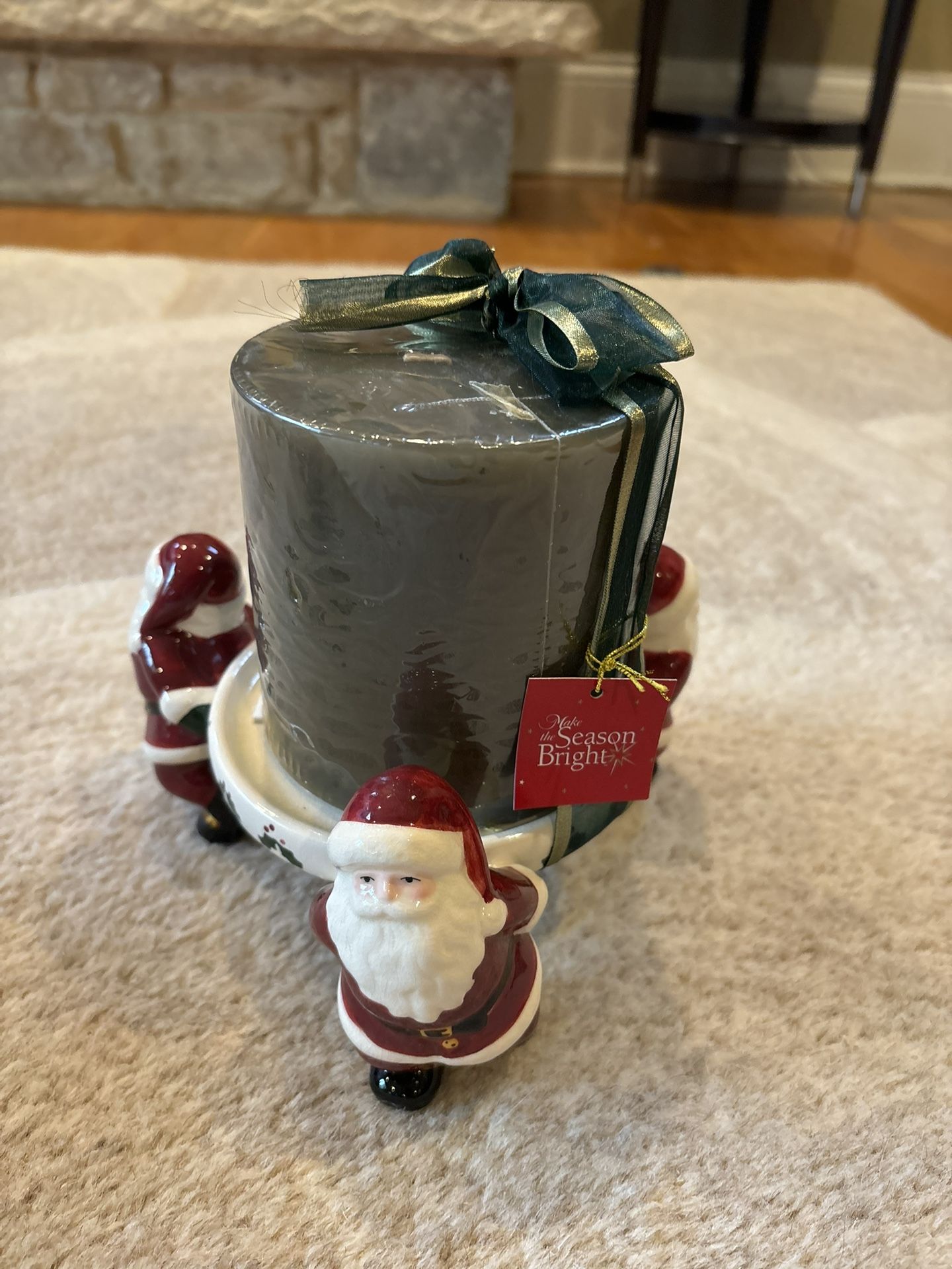 Christmas Santa Candle Holder And Candle