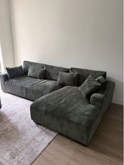 Modern Sage Green Corduroy Modular Sectional Sofa- Like new
