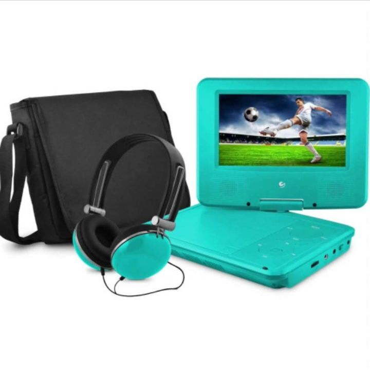 Ematic 7 inch Portable DVD Player with Matching Headphones and Ba