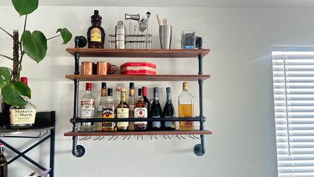 Steel and wood wall mounted bar