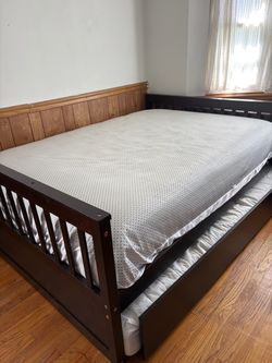Dark Wood 2- in- 1 Convertible Bunk  Bed Frame