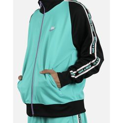 NIKE Mens Teal Blue Green Mock Neck NSW 'Have a Nike Day' Tribute Track Jacket