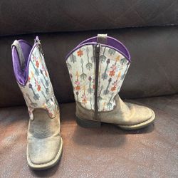 White and purple girl western boots