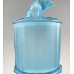 Circa 1900 Blue Glass Boar Humidor Excellent Quality 