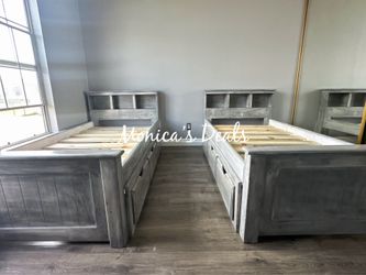 2 Twin Solid Wood Bed Frames With 3 Drawers $940