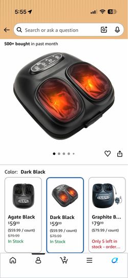 LINGTENG Foot Massager, Heated Foot Massager (Graphite Black) Foot Massage with 3 Modes, 3 Intensity Levels, 15-Min Timer, Birthday Gifts for Women Me