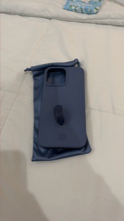 Blue leather loopy iPhone 16 pro max case